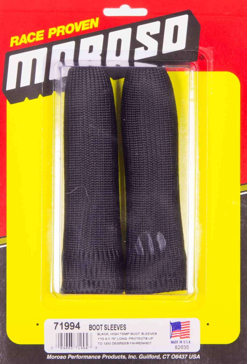Moroso Spark Plug Boot Sleeve, 1" ID x 5-3/4" Long, High Temperature, Black, Pair