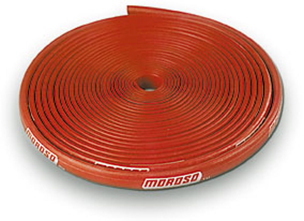 Moroso Spark Plug Wire Sleeve, 7 mm-8 mm Wires, 25 ft, Fiberglass/Silicone, Red, Each