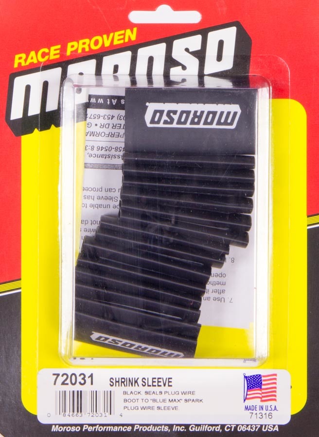 Moroso Shrink Sleeve Tubing, Black, Spark Plug Wire, Set of 18