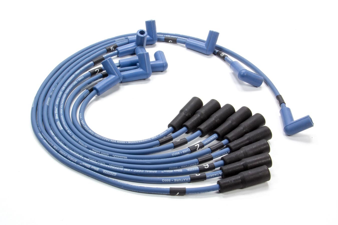 Moroso Spark Plug Wire Set, Blue Max, Spiral Core, 8 mm, Blue, Factory Style Boots/Terminals, GM LT-Series, Kit