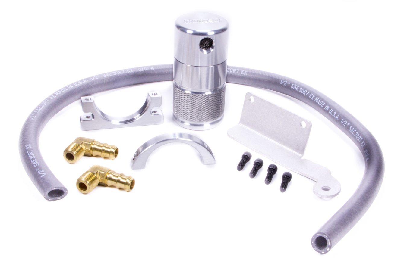 Moroso Air-Oil Separator, Aluminum, Polished, Ford Coyote, GT, Ford Mustang 2011-14, Kit