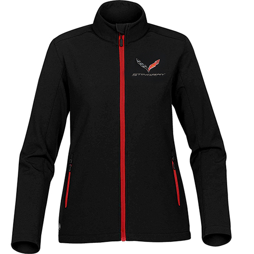 C7 Corvette Ladies Stingray Soft Shell Jacket with C7 Flags on Front