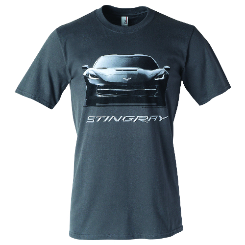 C7 Corvette Stingray, Front View T-Shirt with Stingray Script Logo