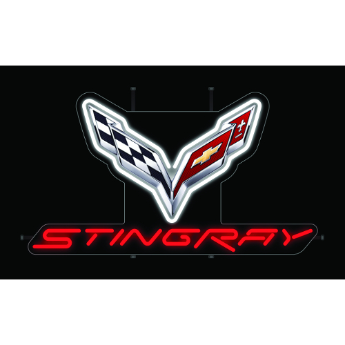 C7 Corvette C7 Flag and STINGRAY NEON LIT SIGN