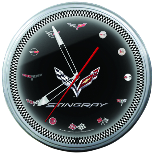 C7 Corvette Stingray 20 inch, Stingray Clock, Neon Lighted with Corvette Logos