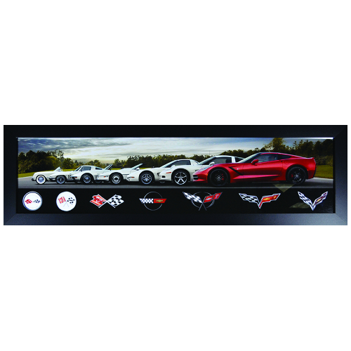 C7 Corvette Stingray "GENERATIONS PANORAMA" Framed  Print, 13” h x 43” w