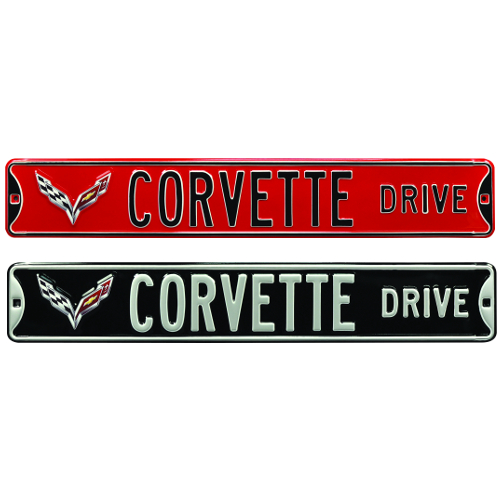 C7 Corvette "Corvette Drive" Metal Street, Garage Wall Sign