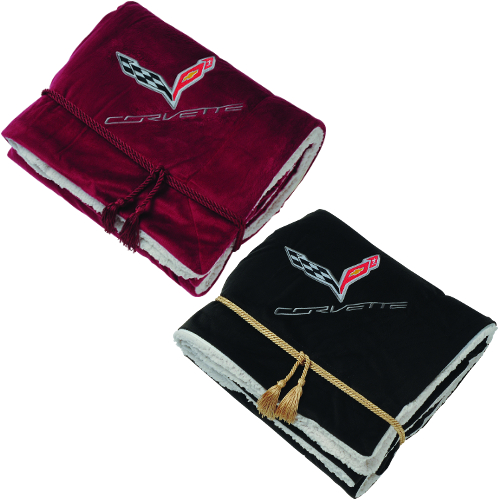 C7 Corvette Logo Lamb's Wool Embroidered Throw Blanket, 50” x 60”.