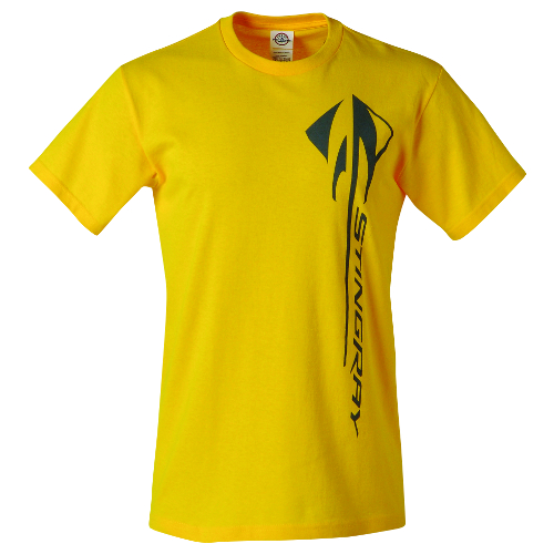 C7 Corvette Stingray Vertical Logo Short Sleeve T-Shirt, Yellow