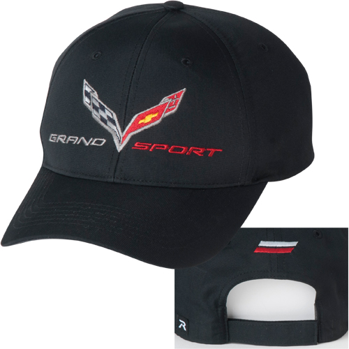 C7 Corvette Grand Sport, C7 Flag and Grand Sport Logo Hat, Cap, Black