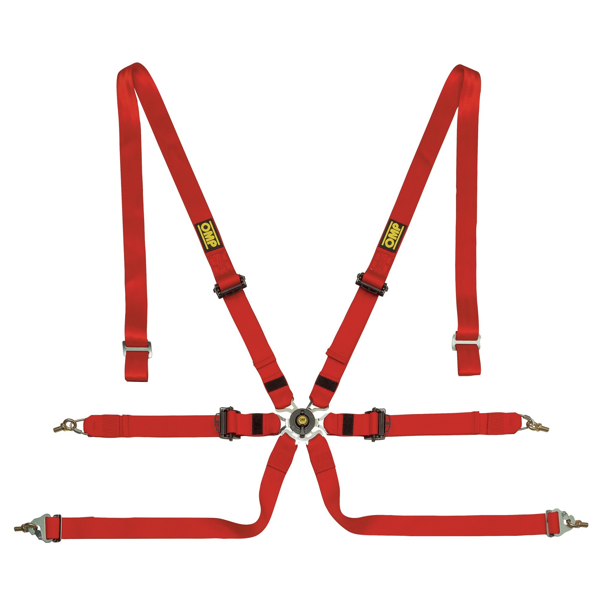 OMP Racing, Safety Harness In Poly 6pt Red P/D Steel Adj
