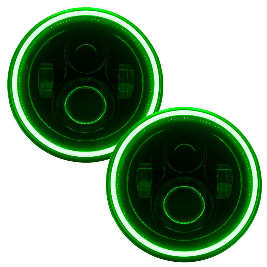 ORACLE LIGHTING Headlight 7 in OD H4 Bulb Green Halo DOT Approved Black Bezel Gl