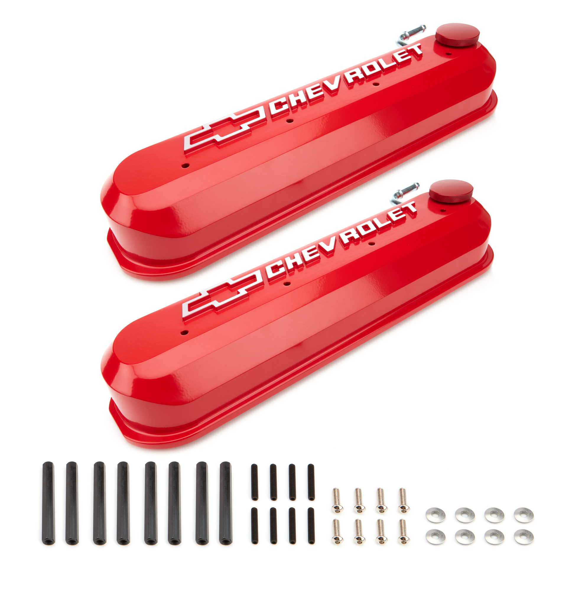 Proform Tall Valve Cover - Raised Chevrolet Bowtie Logo - Pair - Aluminum
