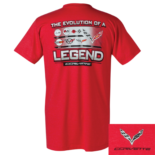 C7 Corvette C7 EVOLUTION OF A LEGEND T-Shirt, Red