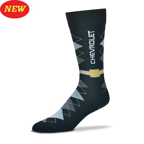 Chevrolet Bowtie, Fan Nation Trouser Socks, Pair, Black with Bowtie Logo