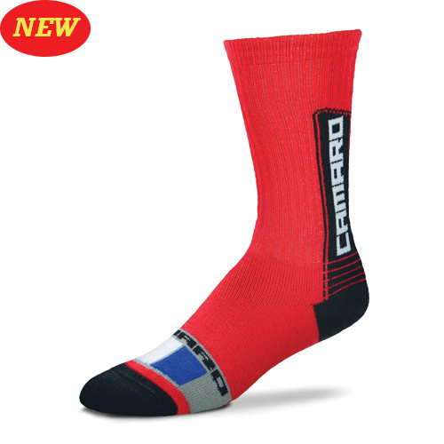 6th Gen Camaro, Team Color Quarter Crew Socks, Pair, Red with Camaro Logo