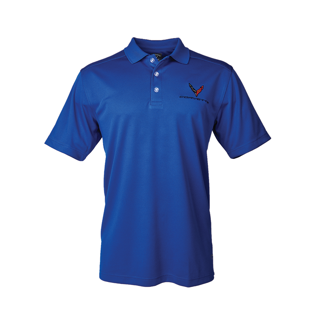 Corvette C8 Callaway Dry Core Polo, Mens, Blue
