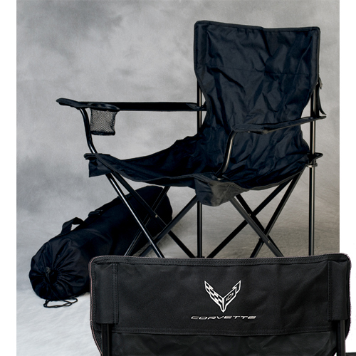 C8 Corvette Folding Travel Chair with Screened C8 Corvette Logo