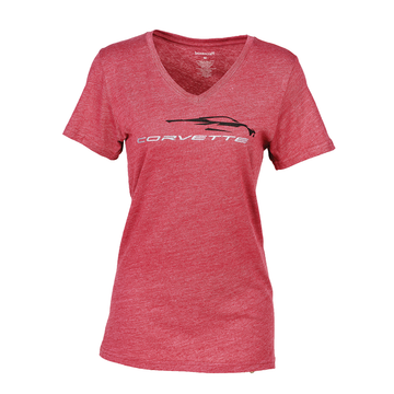 C8 Corvette Glitter Gesture T-Shirt, Women's, Red
