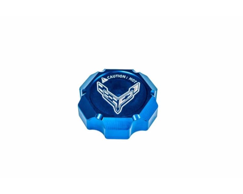 Paragon Performance Blue Flag Billet Coolant Cap Cover Chevrolet C8 Corvette 2020-2023