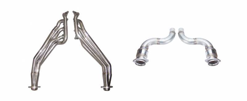 Pypes Headers, Long Tube, 1-3/4 to 1-7/8" Stepped Primaries, Catted Mid-Pipes Included, Stainless, Natural, Ford Coy