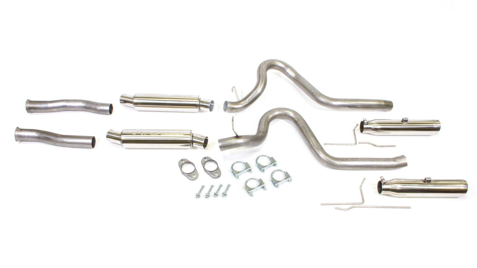 Pypes Exhaust System, Pype Bomb, Cat-Back, 2-1/2" Dia. 3" Polished Tips, Stainless, Ford Modular, Mustang 1979-2004,