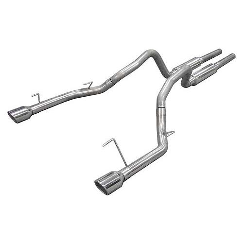 Pypes Exhaust System, Mid Muffler, Cat-Back, 2-1/2" Dia. 4" Polished Tips, Stainless, Ford Modular, Mustang 2005-10,