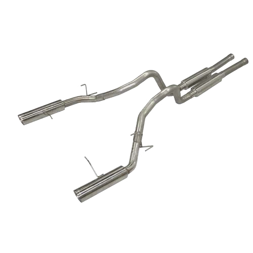 Pypes Exhaust System, Super System, Cat-Back, 3" Dia. 4" Polished Tips, Stainless, Ford Coyote, GT, Ford Mustang 201