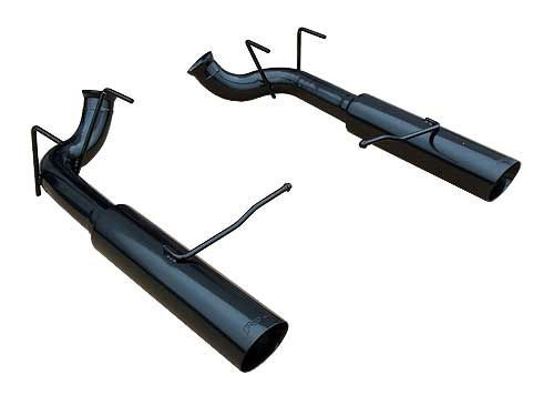 Pypes Exhaust System, Pype Bomb, Axle-Back, 2-1/2" Dia. 4" Tips, Stainless, Black, Ford Coyote, GT, Ford Mustang 201