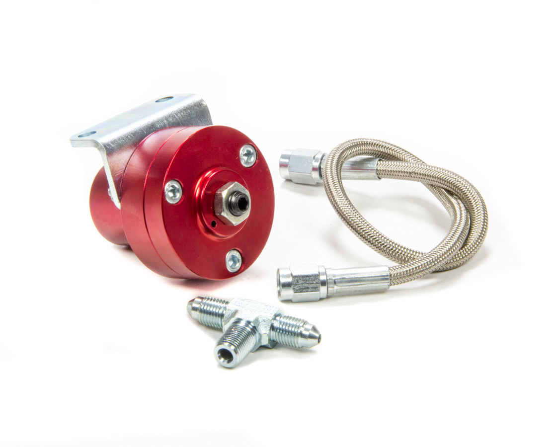 RAM Clutches Throwout Bearing Adjuster, Hydraulic, 3 AN Inlet, 3 AN Outlet, Braided Stainless Hose, Aluminum, Red Anodize,