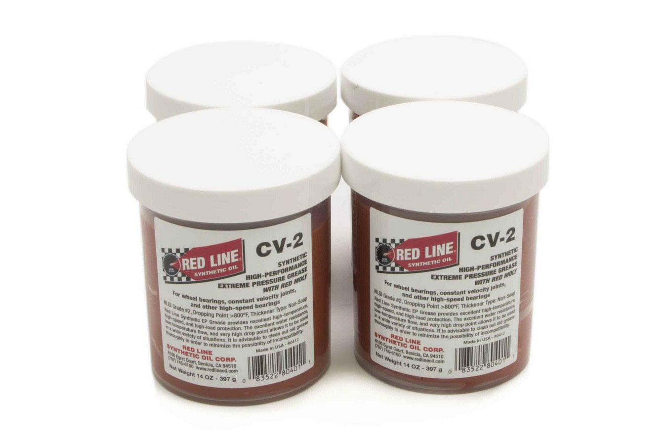 REDLINE OIL Grease CV-2 Extreme Pressure Synthetic 14 oz Can Set of 4