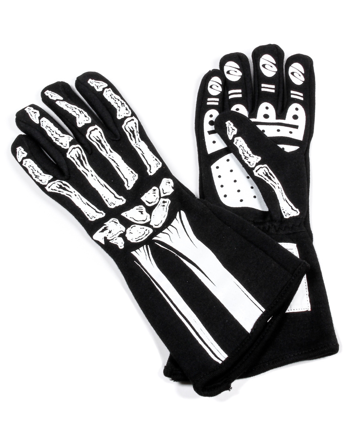 RJS, Single Layer White Skeleton Gloves Medium