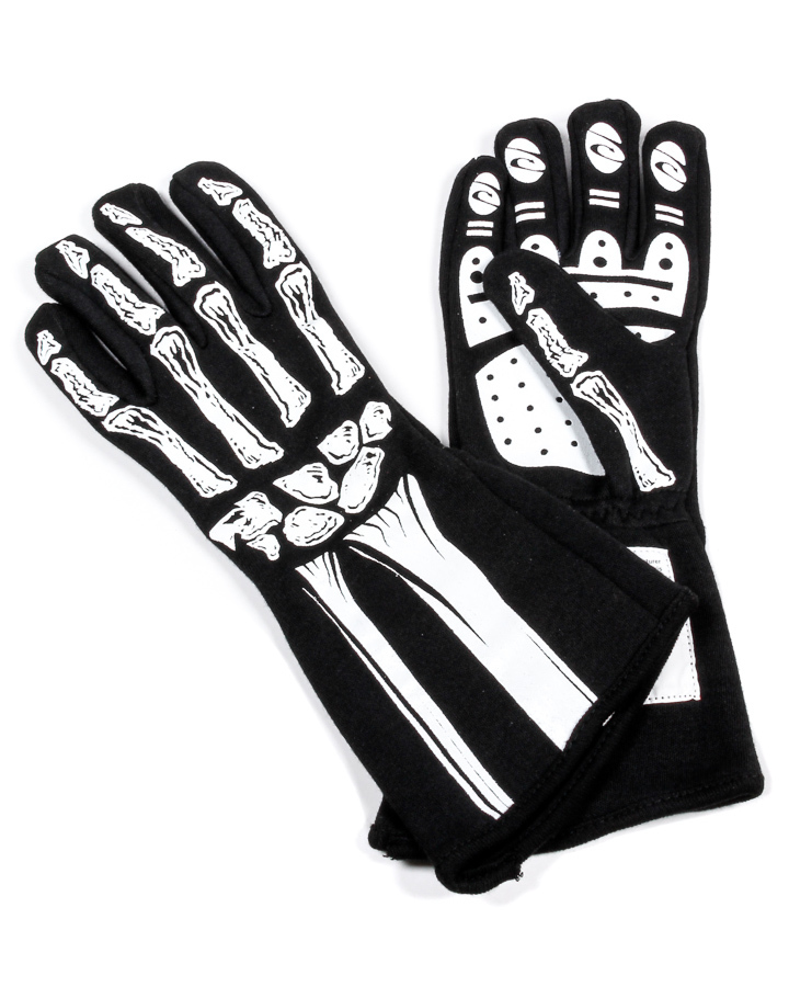 RJS, Double Layer White Skeleton Gloves Large