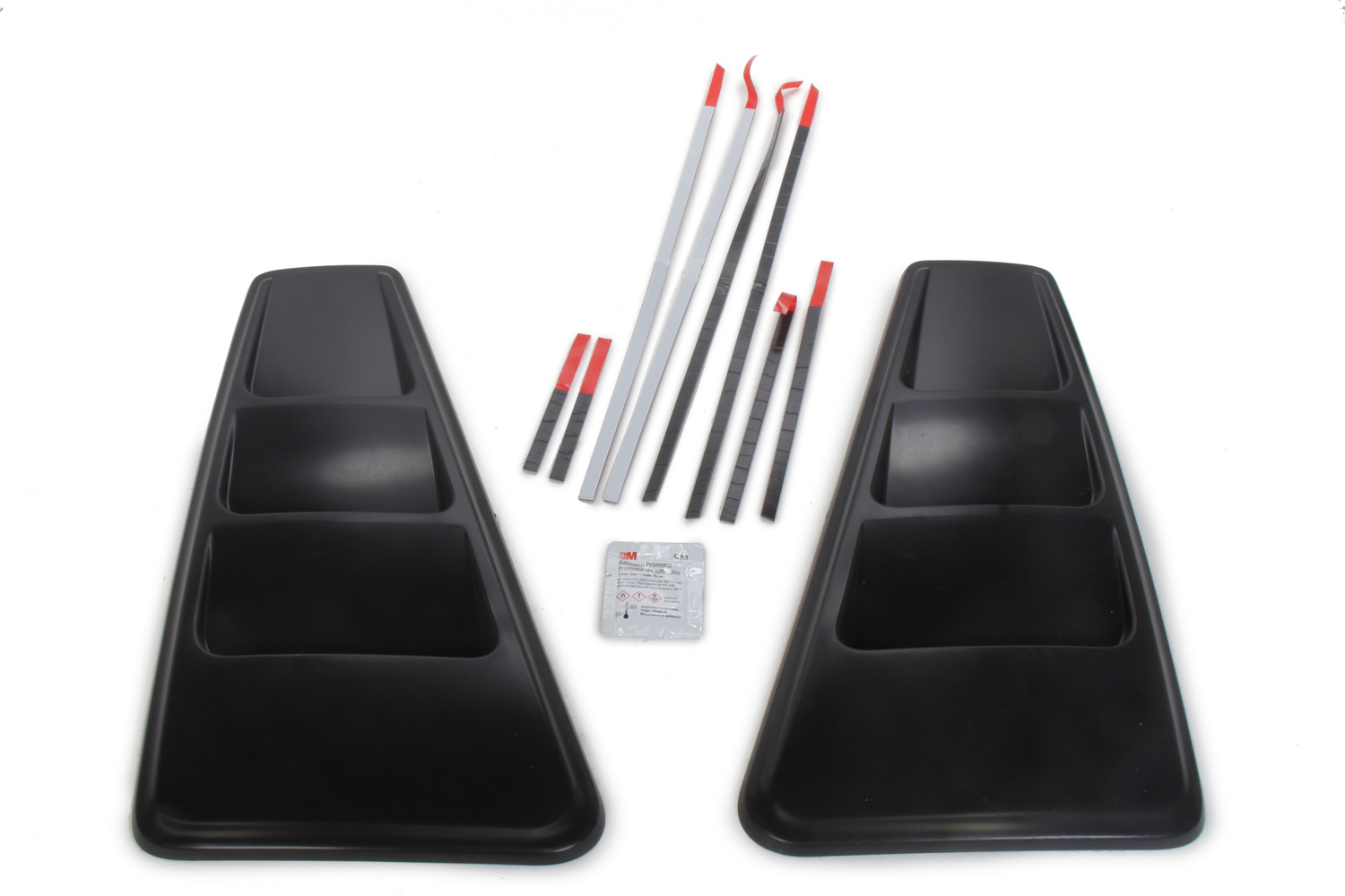 ROUSH PERFORMANCE PARTS Quarter Window Cover, Exterior, Adhesive Backing, Louvered, Plastic, Black, Ford Mustang 2010-14, Pair