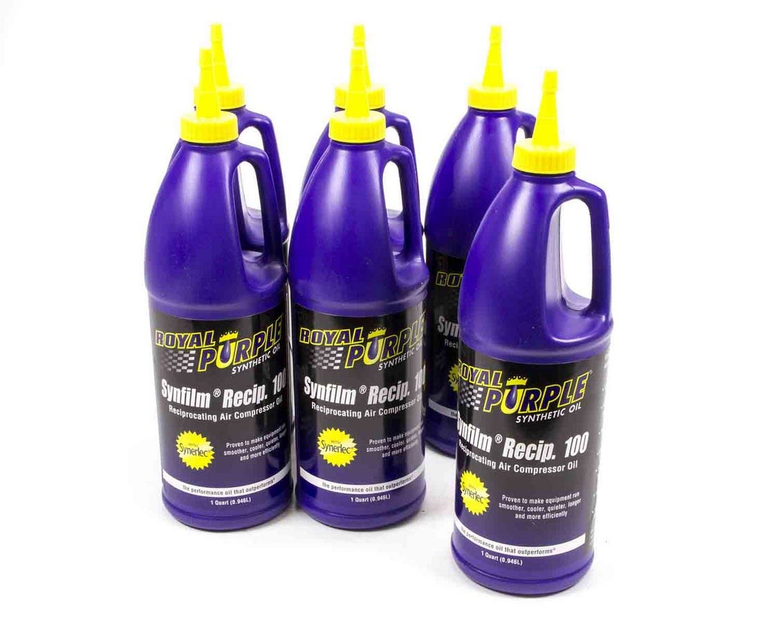 ROYAL PURPLE Air Compressor Oil Synfilm Recip 100 Synthetic 1 qt Bottle Set of 6