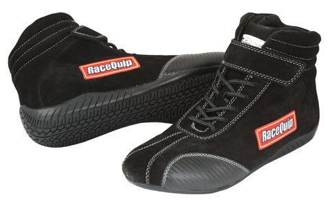 RACEQUIP/SAFEQUIP Shoe, 305 Series Euro Carbon-L, Driving, Mid-Top, SFI 3.3/5, Suede Outer, Fire Retardant Cotton Inner, Black,