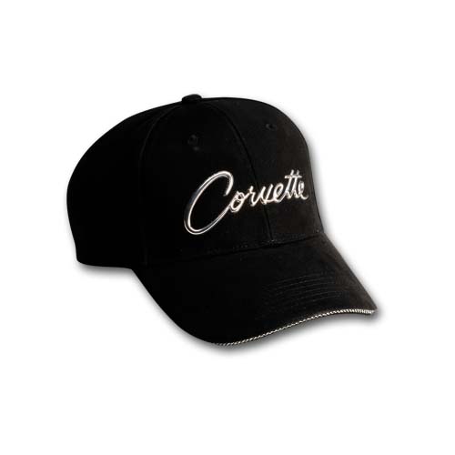 Corvette Logo Cap, Hat - Black Liquid Metal Style