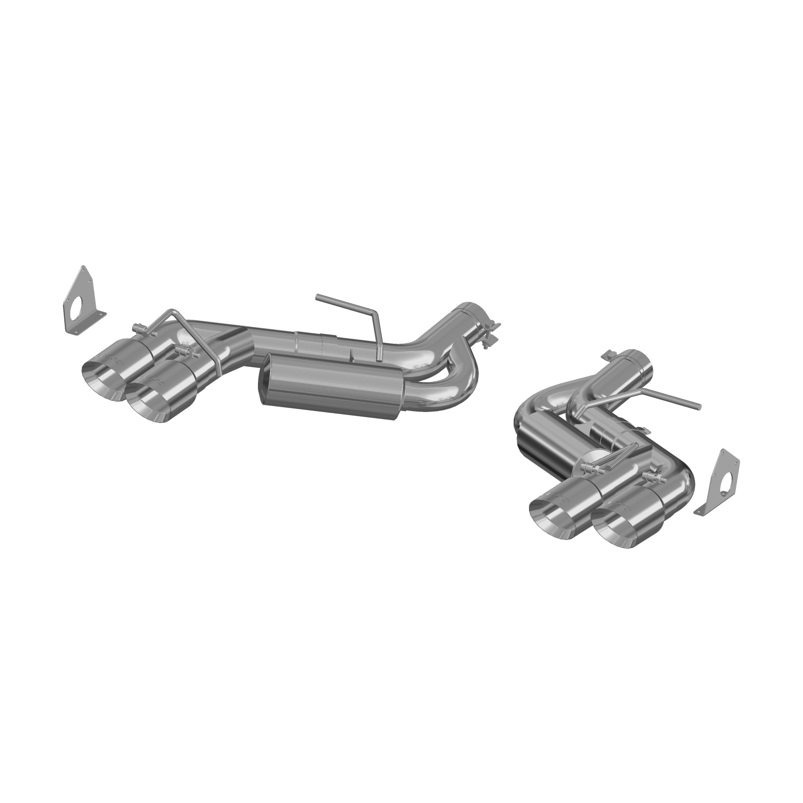 Chevrolet 3 in Dual Axle Back Quad Tips Aluminized Steel For 16-23 Camaro SS V8