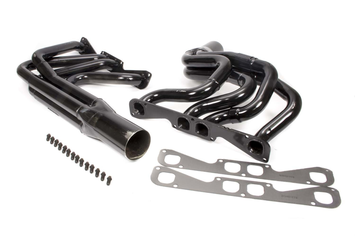 SCHOENFELD Headers, IMCA Modified, 1-3/4 to 1-7/8" Primary, 3-1/2" Collector, Steel, Black Paint, Small Block Chevy, Kit