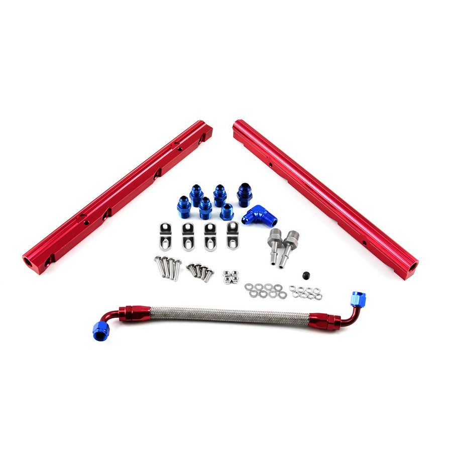 Speedmaster PCE Chevy LS1 LS2 LS6 Billet RED Aluminum Fuel Injector Rail Kit for Corvette, GTO and Others