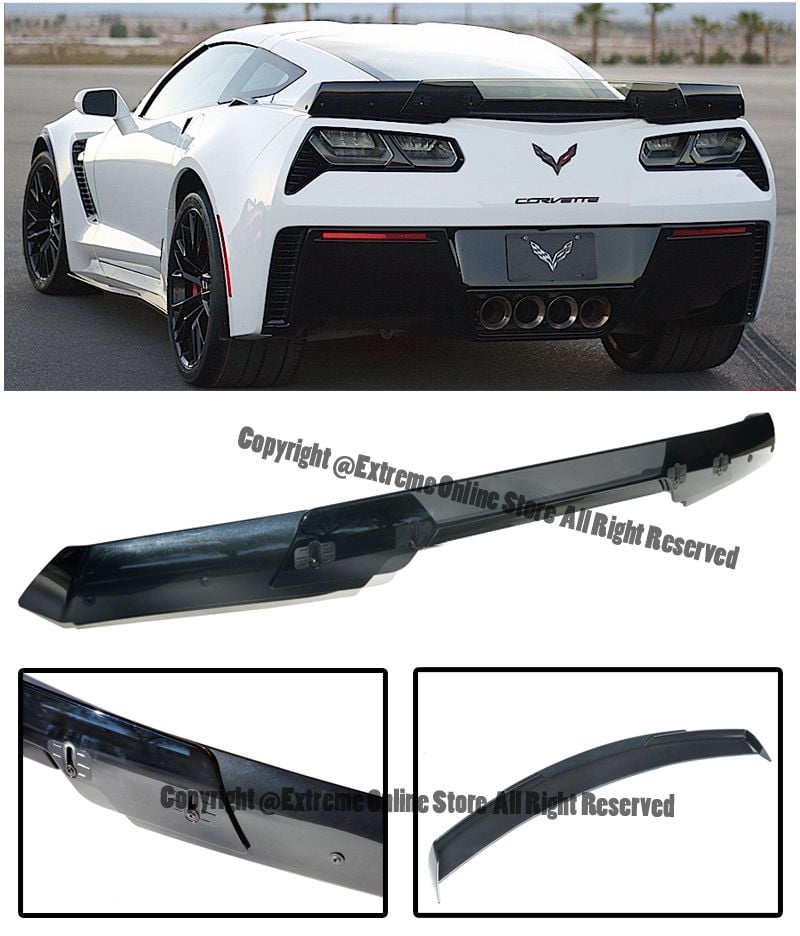 C7 Corvette  2014- All Trim Models Z06's Z07 Stage 3 Style Carbon Flash Painted Rear Spoiler W/ Smoke Tint Center Wicker Bill Sp
