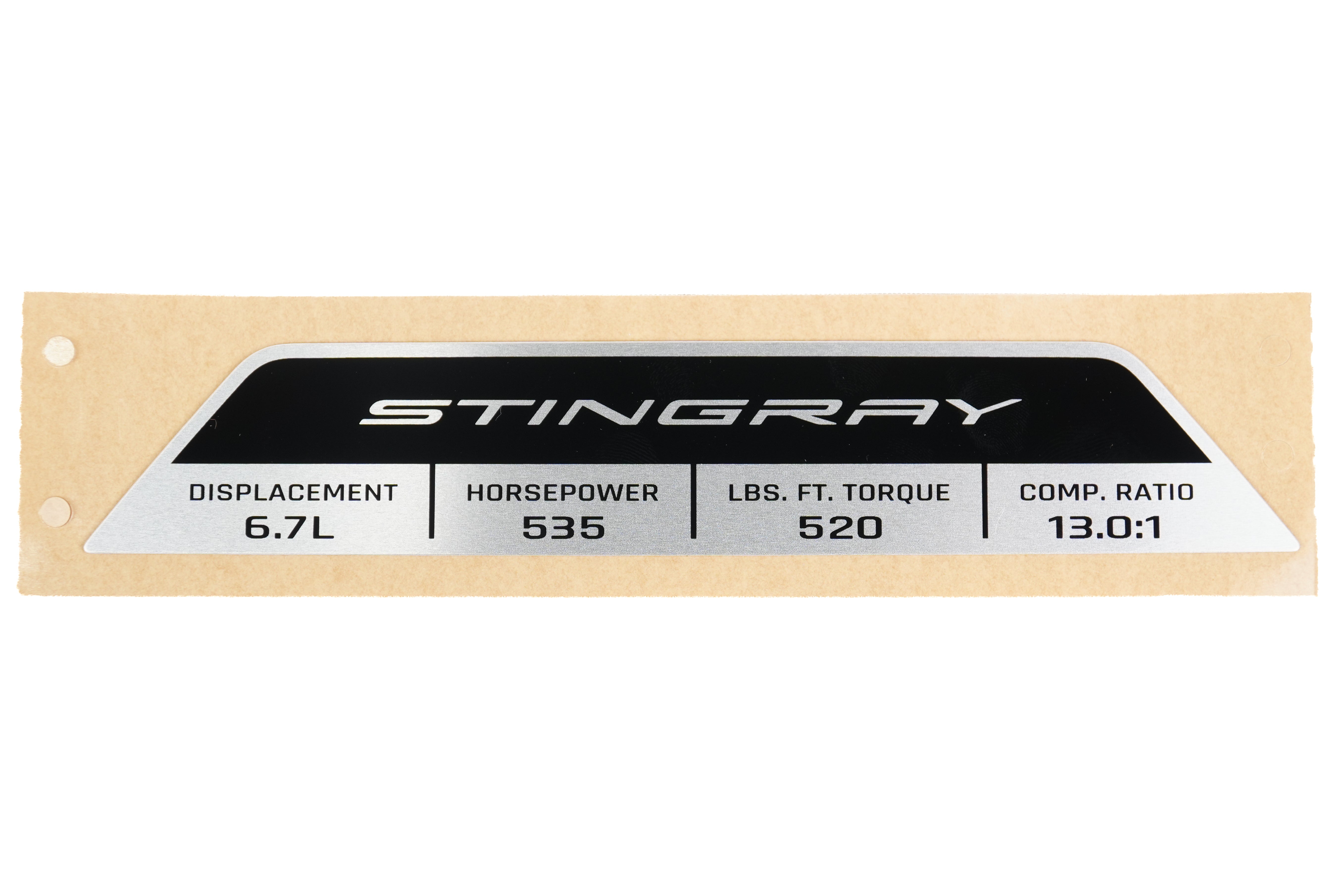 2027 C8 Corvette Stingray/Grand Sport + LS6 Engine Spec Plaque