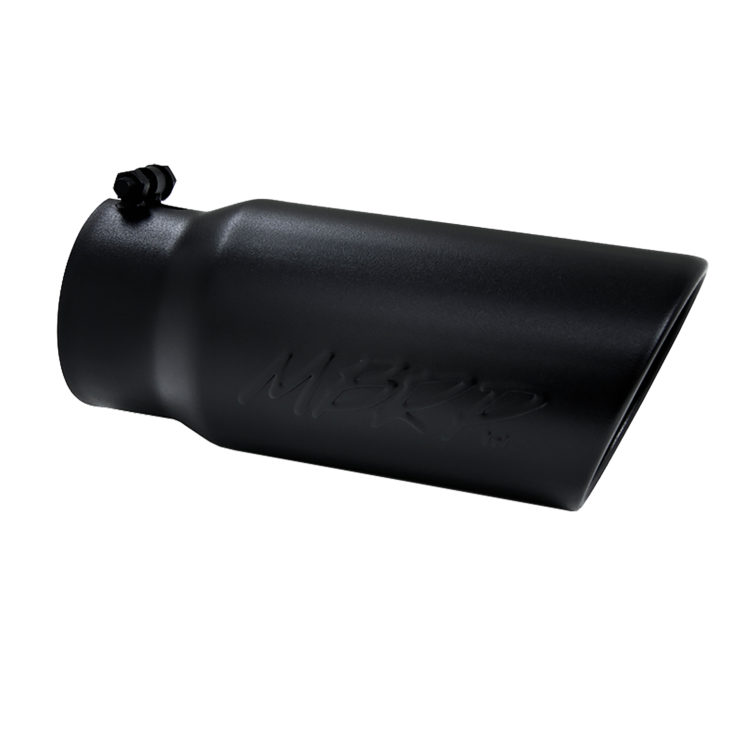 Exhaust Tip 5 in OD Angled Rolled End 4 in Inlet 12 in Length-Black Finish MBRP