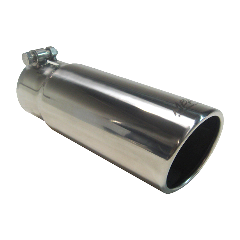 Exhaust Tip 3 1/2 in OD Angled Rolled End 3 in Inlet 10 in Length T304 Stainless