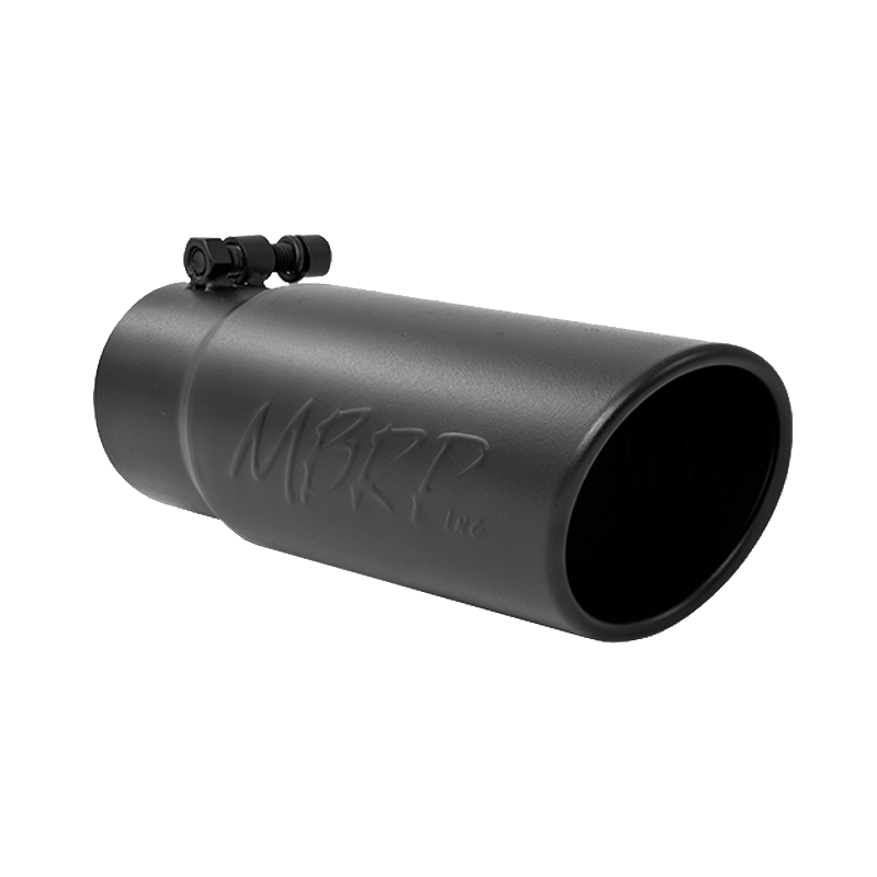 Exhaust Tip 3 1/2 in OD Angled Rolled End 3 in Inlet 10 in Length Black T304 Sta