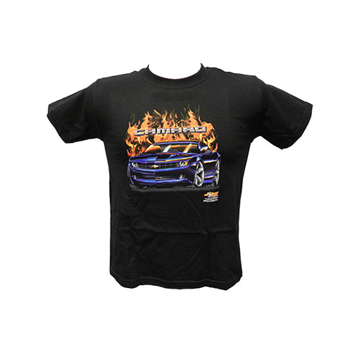 Children's Chevrolet Camaro with Flames Black Tee Shirt -L -TDC-167Y