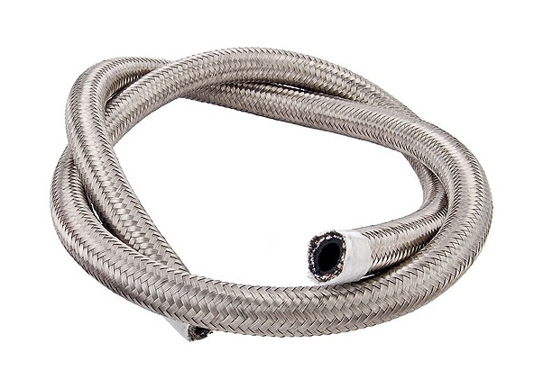 Torque Solution Stainless Steel Braided Rubber Hose: -6AN 5ft (0.34" ID)