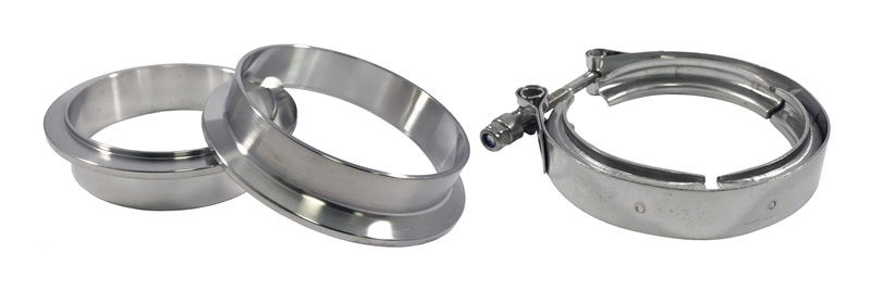 Torque Solution Stainless Steel V-Band Clamp & Flange Kit: 3.75" (95mm)