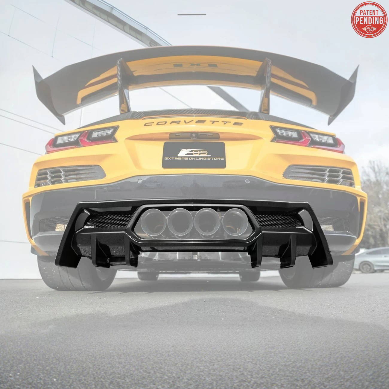 EOS 2023-Up C8 Corvette Z06 Rear Bumper Finned Diffuser - Carbon Flash