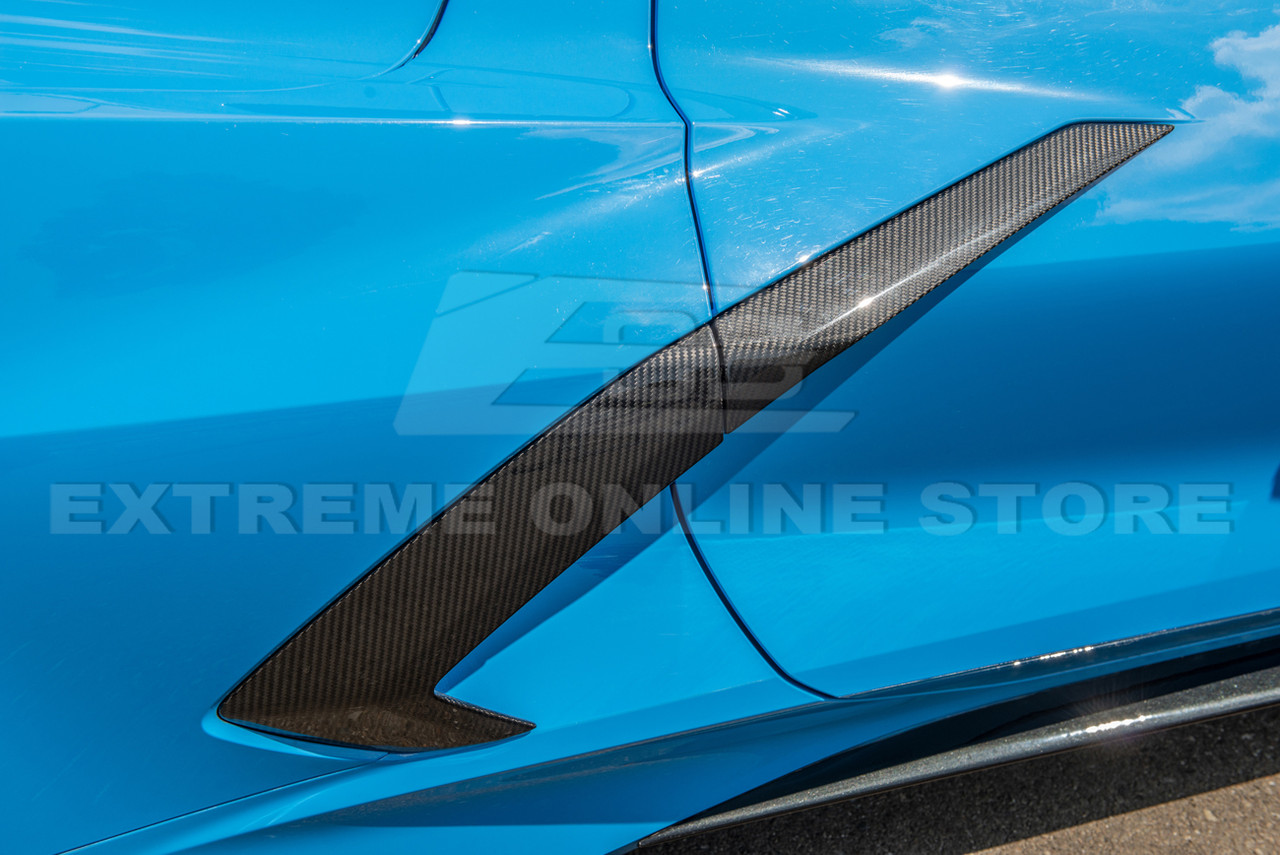 20-24+ C8 Corvette Full Replacement Carbon Fiber Fender Vent Door Garnish Includes 2